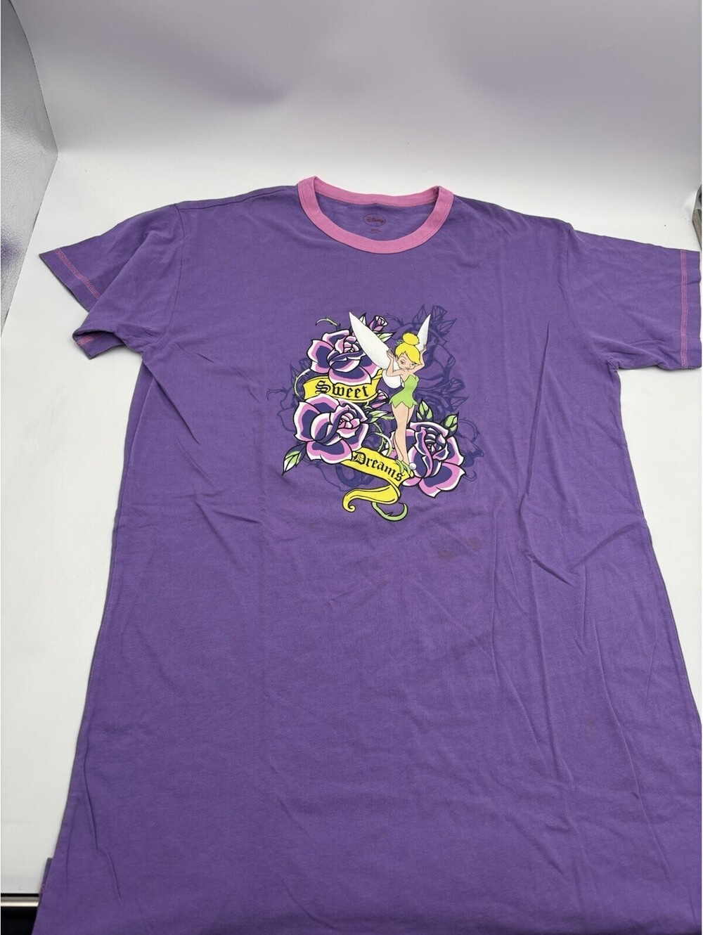 Disney Tinker Bell PurpleSleep Tee Nightgown OSFM Y2K Fairy Pajama Shirt